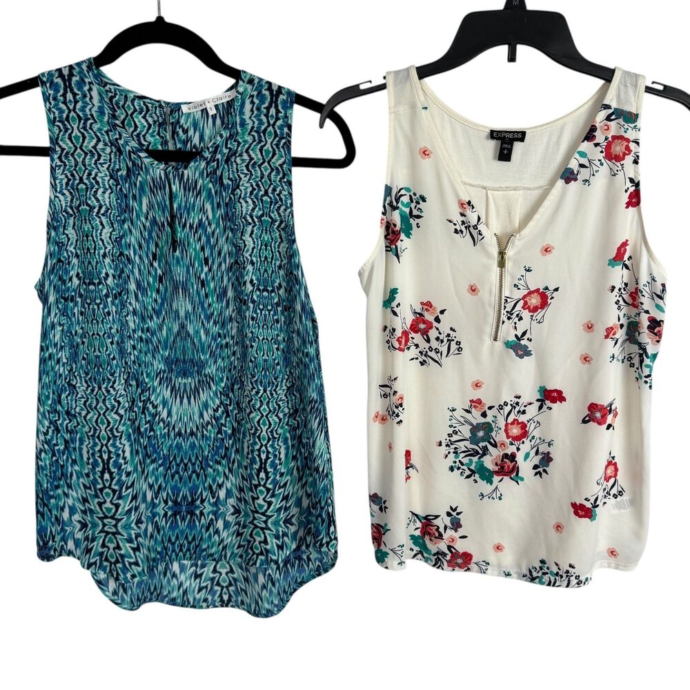 Express/Violet & Claire Women's Sleeveless Top Blouse LOT of 2 Size Small Floral
